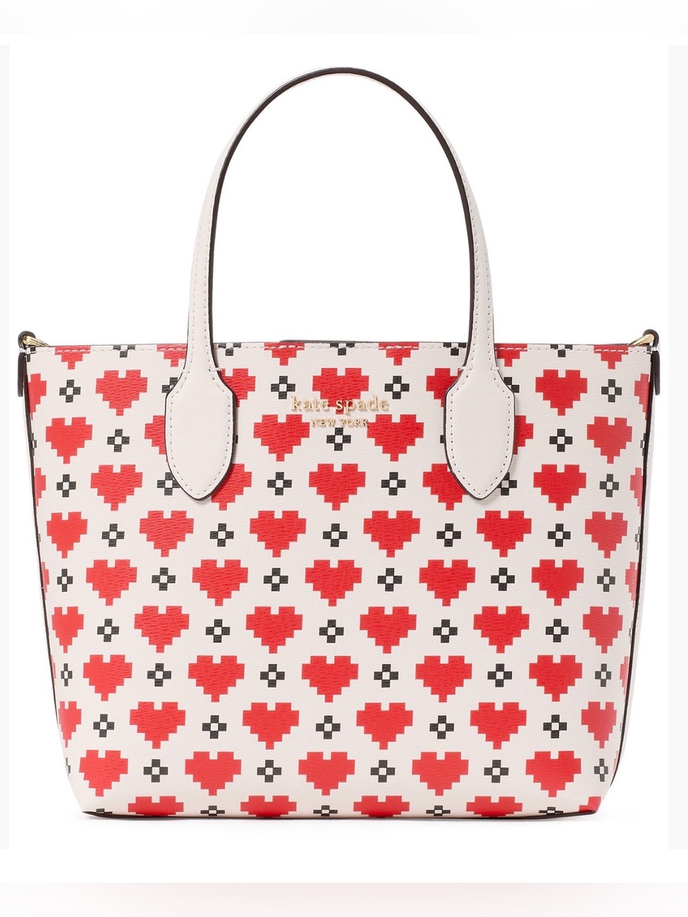kate spade new york Bleecker Pixelated Hearts Printed Small Crossbody Tote bag